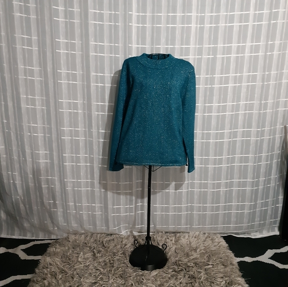 Tradition Metallic Turquoise Longseleve Sweater - Picture 4 of 5